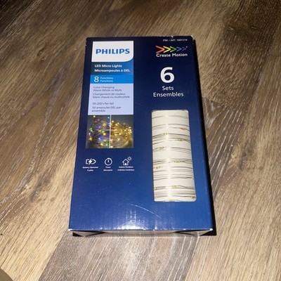 Philips LED Micro Lights Color Changing Warm White or Multi, 6 Sets - 8 FUNCTION