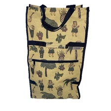 Hawaiian Aloha Tapestry Shopping Travel Bag With Wheels Collapsible EUC