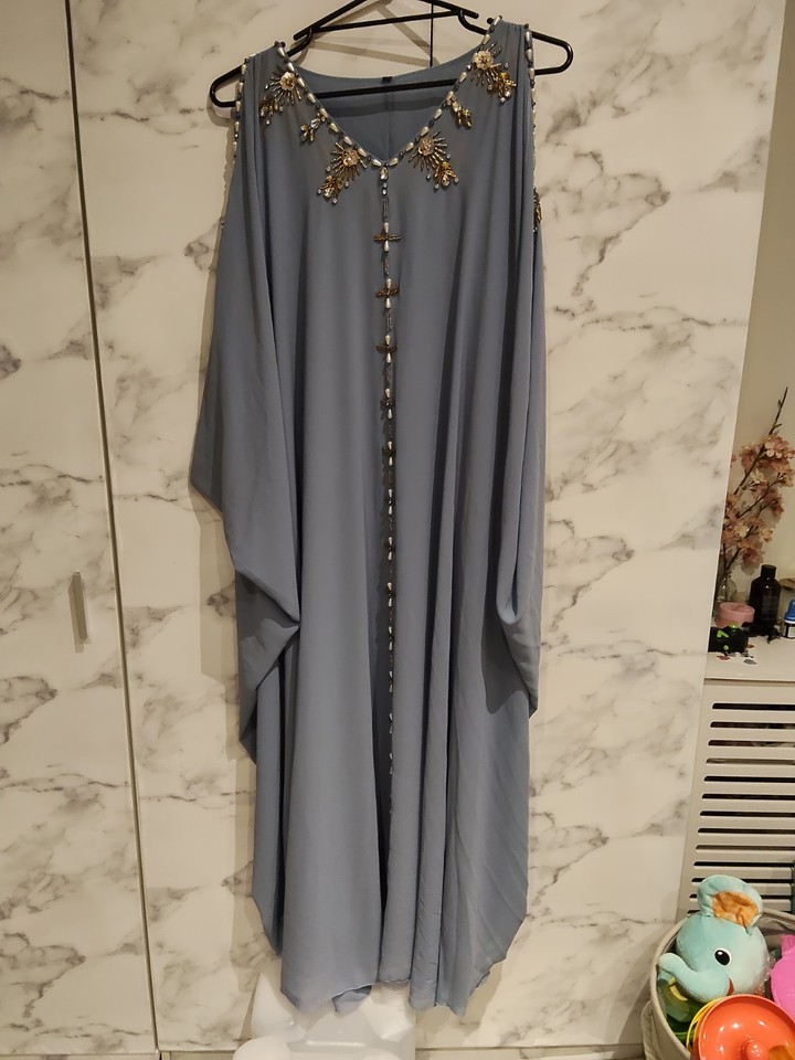 Blue Beaded Kaftan Dress