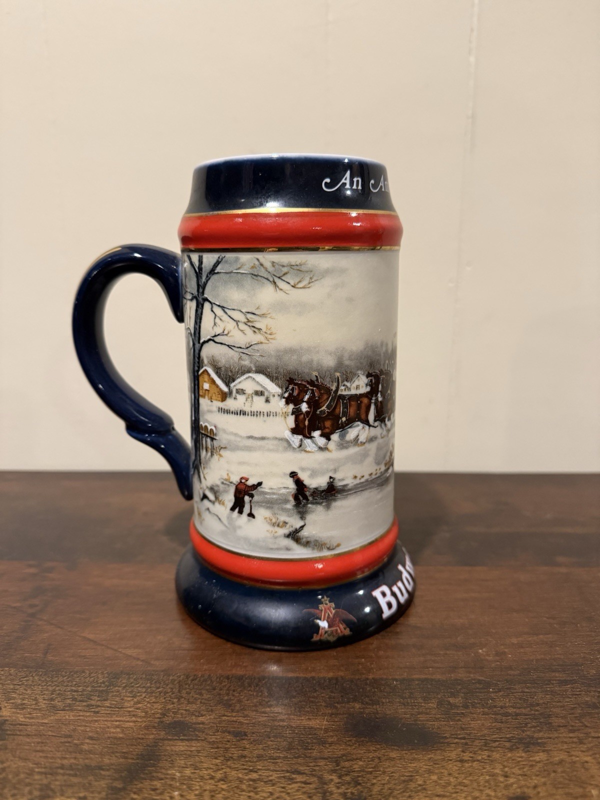 Lot of 3 Vintage Budweiser Holiday Christmas Beer Steins 1990-192 Clydesdales