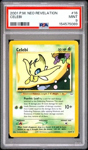 PSA 9 MINT Celebi Neo Revelation Rare Pokemon Card 16/64