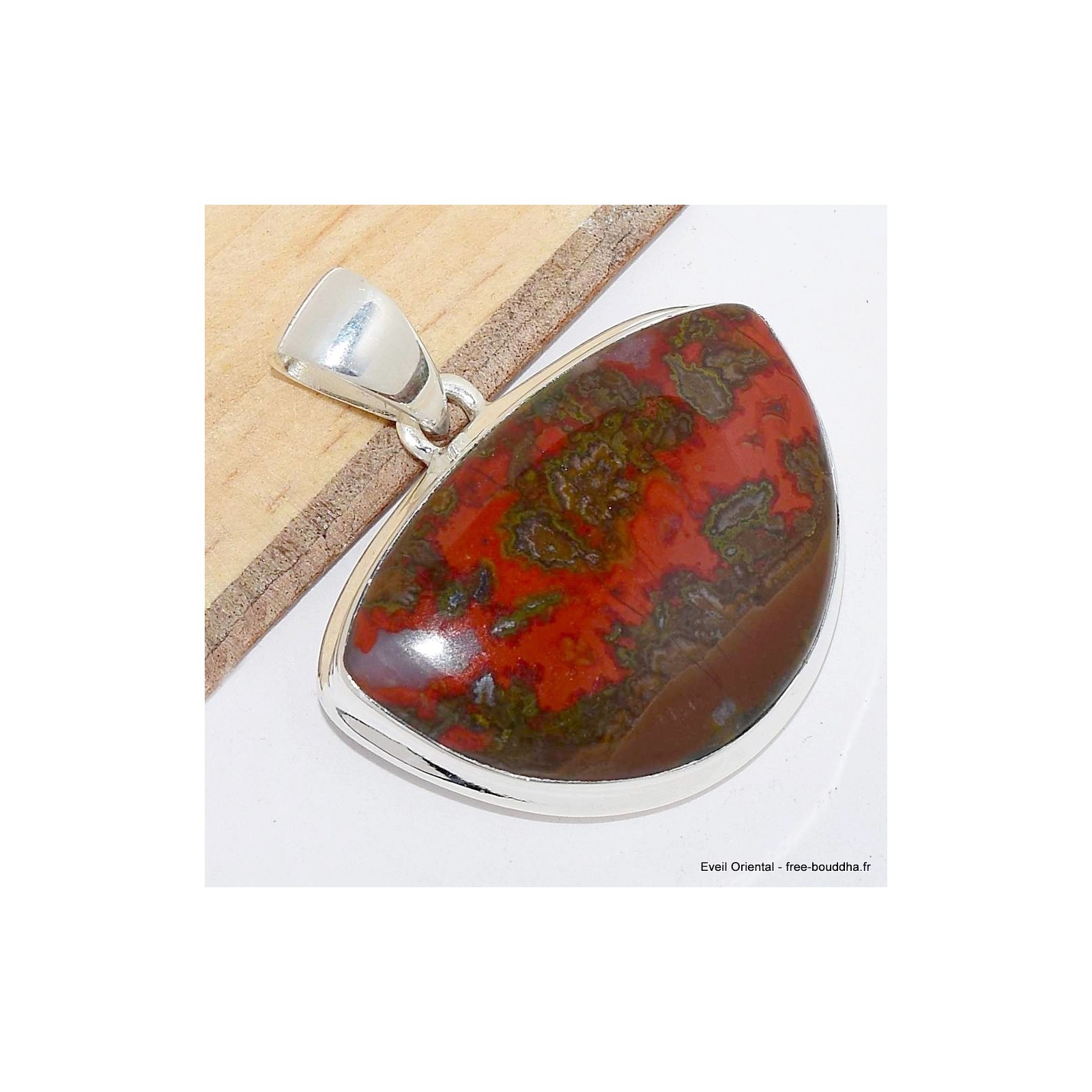Pendentif semi-rond en Agate Seam CWA86.1 - Bijou minéral naturel marron et gris