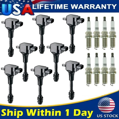 8Pcs Spark Plug + Ignition Coil For Nissan Armada Titan Infiniti QX56 5.6L UF510
