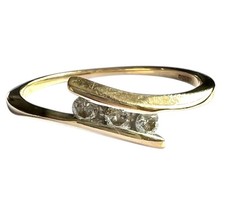 Diamond Ring - Solid 9ct Gold - Vintage Three Stone Channel Set - Size O