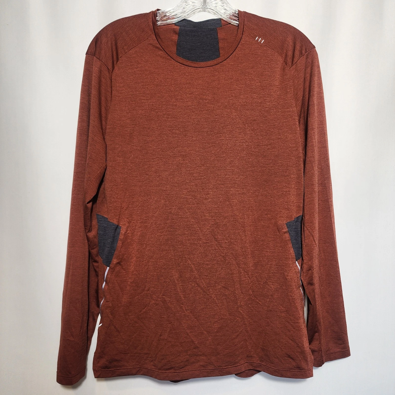 Lululemon Shirt Mens S Fast Free Long Sleeve Top Orange Reflective Athletic Run.