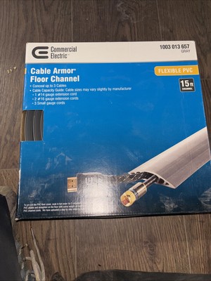 Commercial Electric 5 Foot Cable Armor Floor Channel Flexible PVC Gray