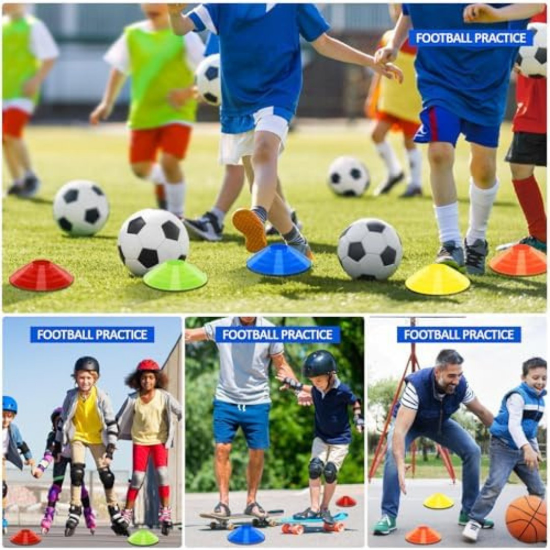 Soccer Cones for Training, 100/15 Pack Agility Cones with Carry Bag, Multi-Colo