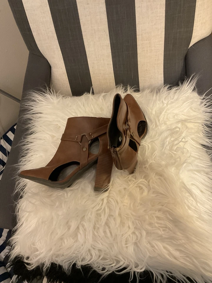 Mujeres Nuevo sin Caja Vestido Botines Tacón Bloque Cremallera Lateral Punta Redonda Imitación Cuero Zapatos Foto 3 de 3