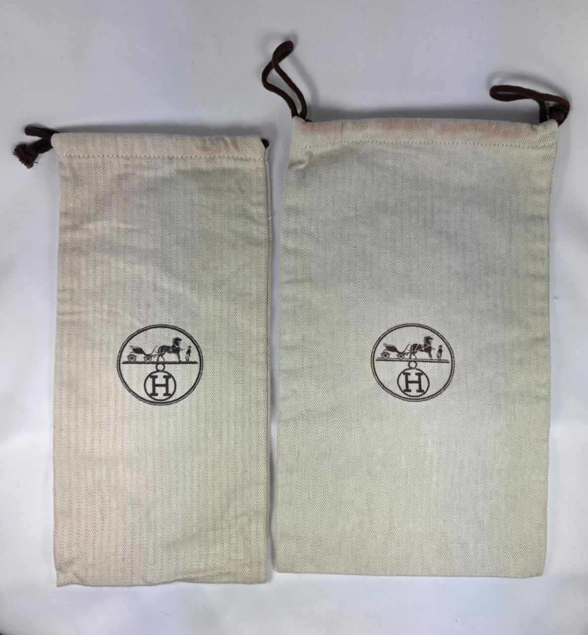 HERMES Herringbone Drawstring Storage Dust Shoe 2… - image 1