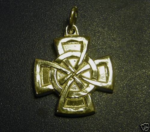 Ciondolo Croce Celtica Argento Sterling Con Marmo Connemara - Solvar, Made In Irlanda - 2