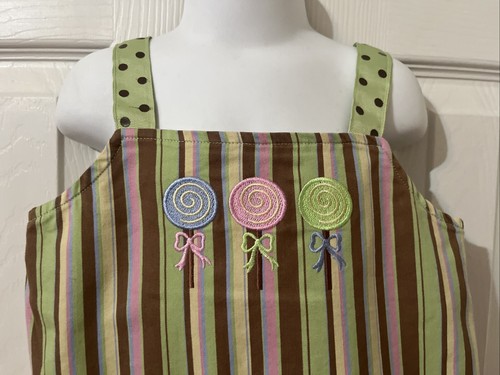 Chez Ami Multicolor Stripe Jumper Dress with Embroidered Lollipops Size 5 - Picture 2 of 12