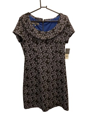 Donna Ricco Ladies Dress Size Petite 10P Black Stretch Knee Length Fit Flare NWT