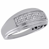 925 Sterlingsilber Diamant Herren Ehering Pflaster Set Verlobungsring 0.20 Karat