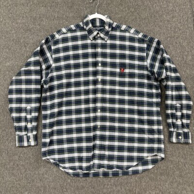 Ralph Lauren Tilden Shirt Mens XL Blue Plaid Button Down Crest 100% Cotton