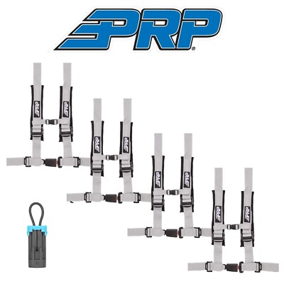 PRP (4) Gray 4-Point 2'' Harness/Seat Belt Bypass Connector For 15+ Polaris RZR