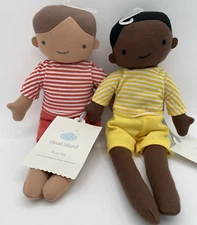 Lot of 2 Cloud Island Plush 13” Dolls Yellow Shirt Target Red Stripe Boy