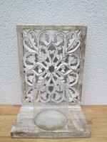 Windlicht Blumen Dekor, Aus Mangoholz, Glas Natur (B/H/T) 24X35X17Cm Deko Wohnen