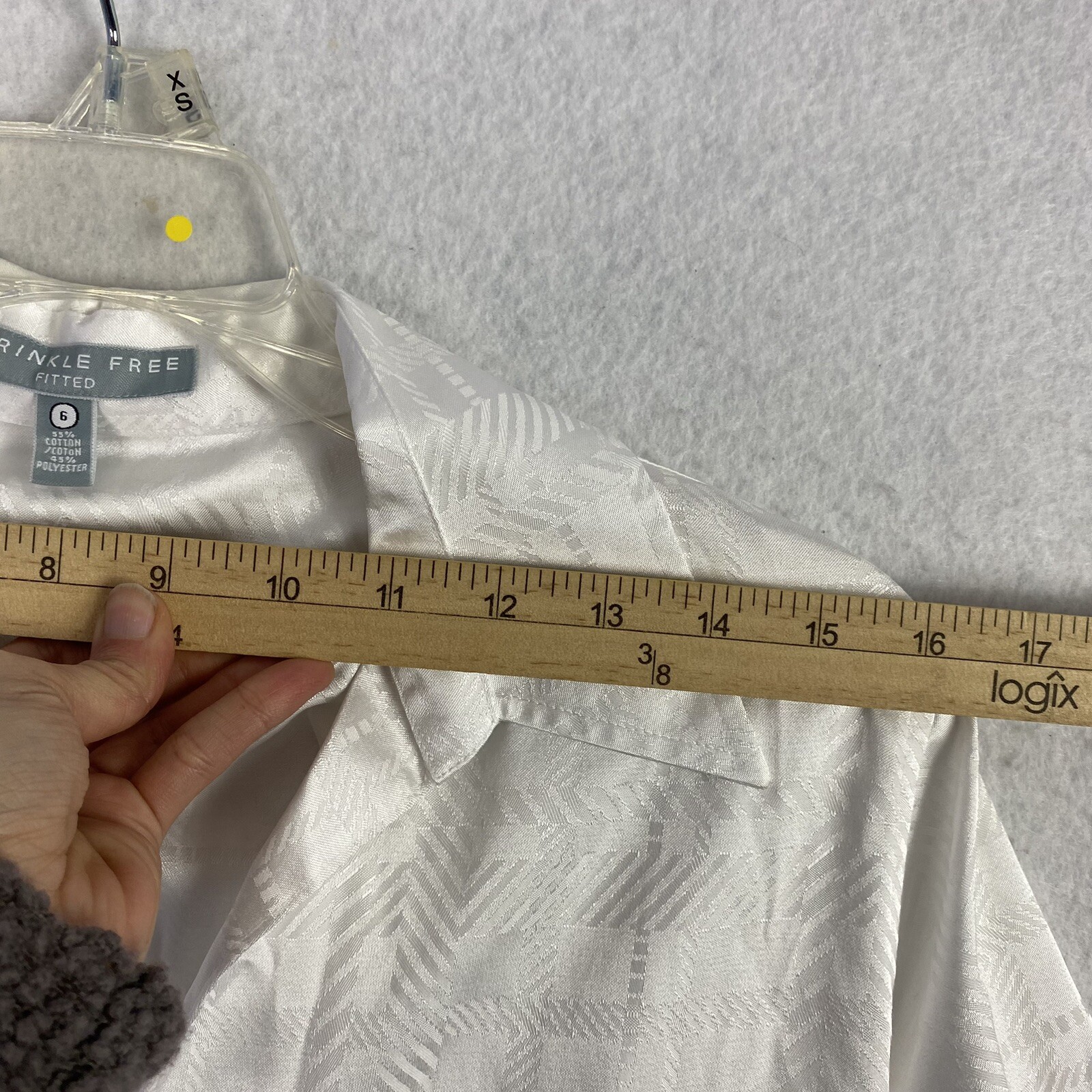 Wrinkle Free White Solid Plaid Collar Blouse Wome… - image 5