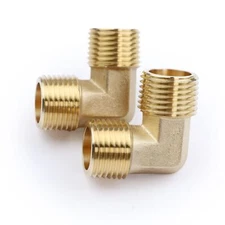 U.S. Solid 90 Degree Elbow Brass Fitting NPT 1/2" Male x 1/2" Male, 2pcs