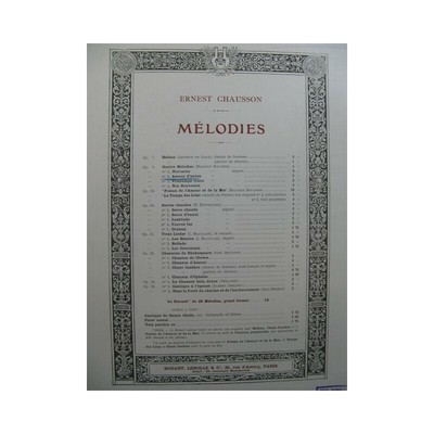 Chausson Ernest Amour Yesteryear Singer Piano Partition Sheet Music Score Ebay - 
