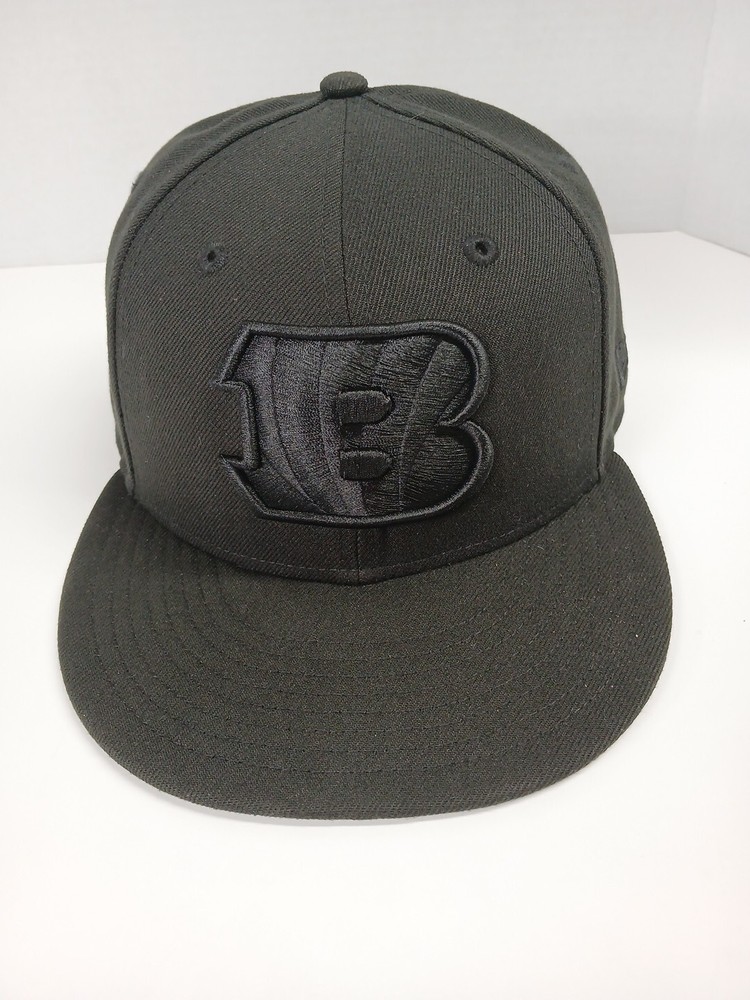 Cincinnati Bengals Snapback Hat Cap New Era 9fifty Men's Black On Black Logo NFL