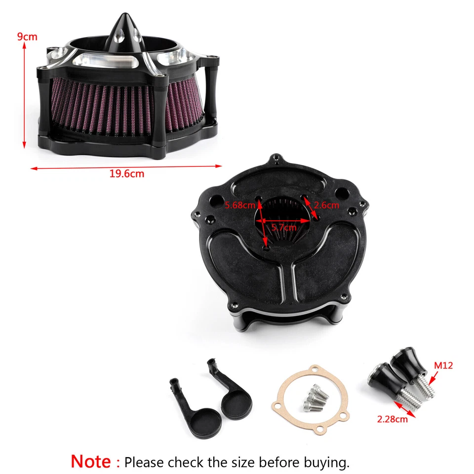 CNC Turbine Air Cleaner Filter For Sportster XL883 XL1200 1991-2016 17 18 EJ H0 - Imagem 2 de 4