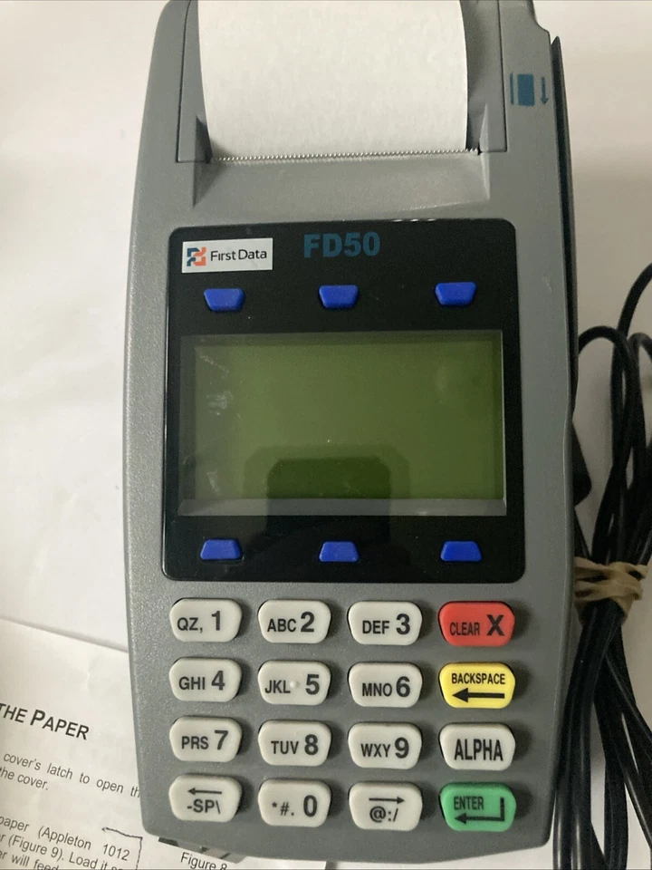 First Data FD50 Credit Card Terminal With Power Cords Comes With Instructions - Image 4 of 4