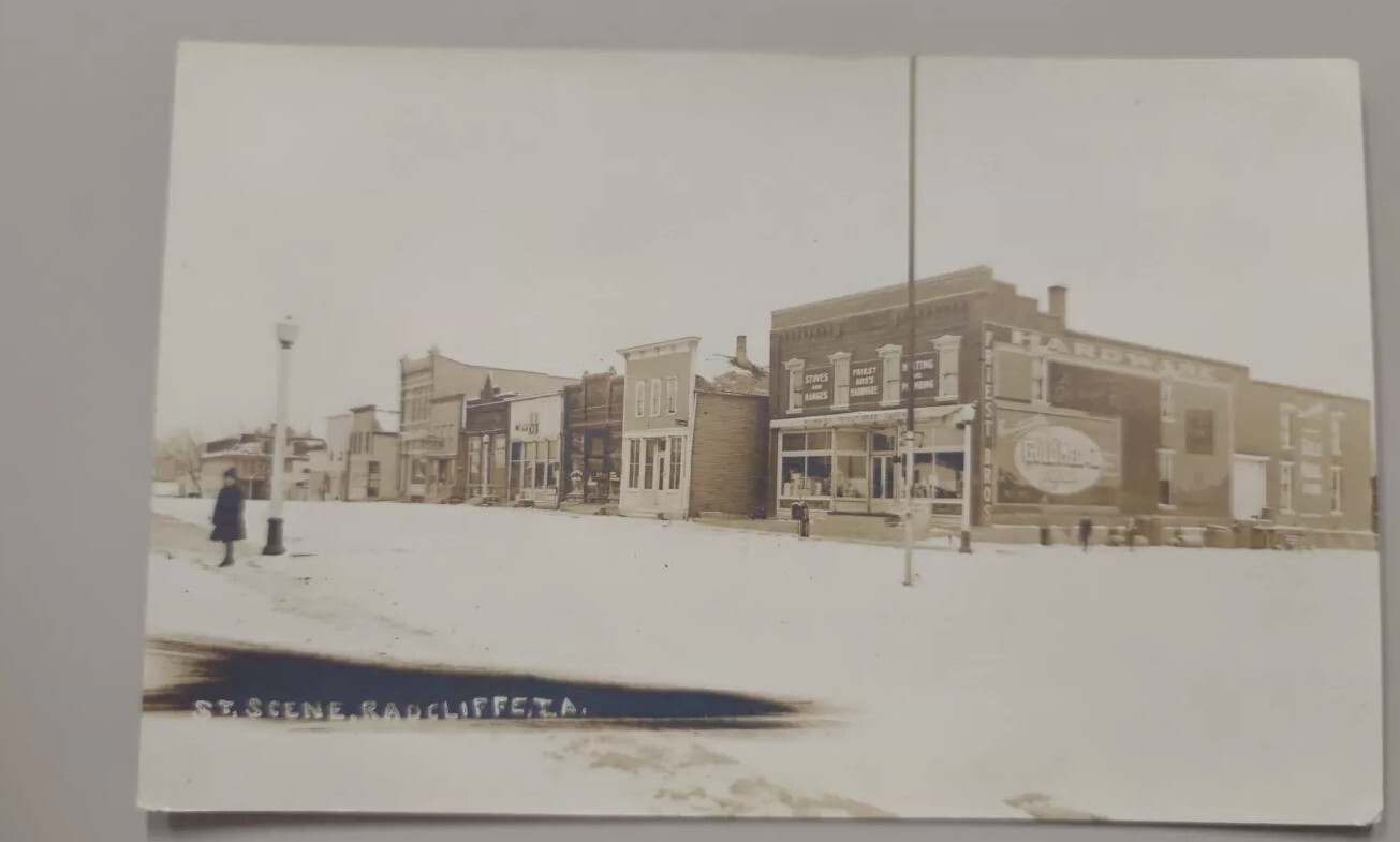 RADCLIFFE IOWA Late 1800's RPPC Postcard STREET SCENE Friest Bros