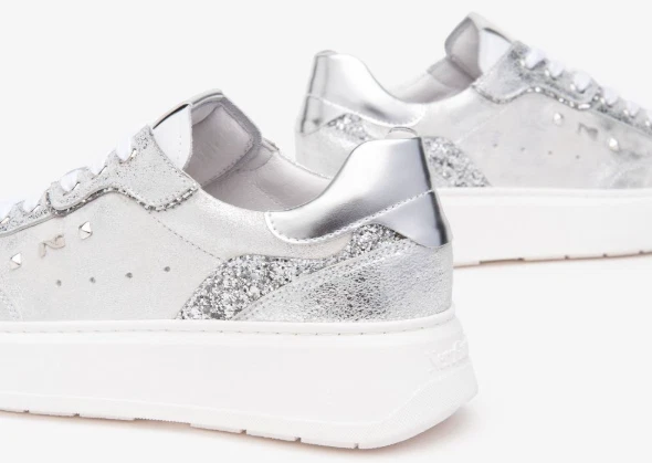 Nero Giardini - 513062 ARGENTO - Sneakers Donna in Pelle e Materiale Tecnico - Immagine 3 di 3