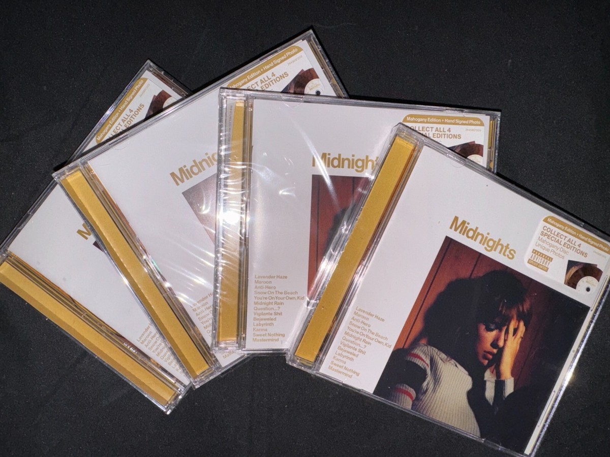 Taylor Swift hand SIGNED Midnights Mahogany Edition CD AUTOGRAPHED