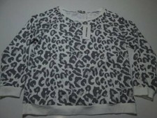 NWT Ecowish Womens Size L Long Sleeve Shirt White/Gray Boat Neck Animal Print