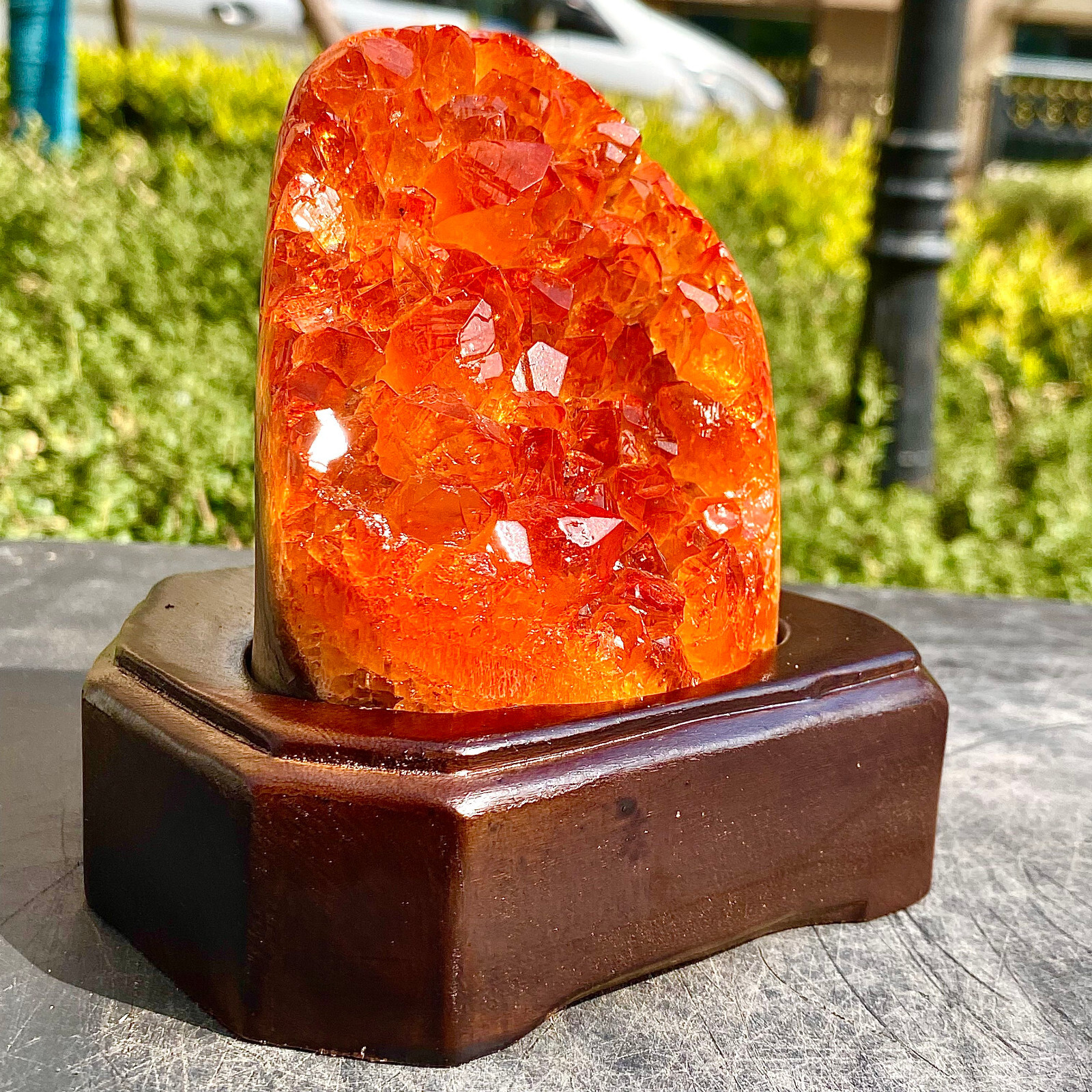 1.8LB Superb Yellow Citrine Crystal Cave Decor Stone Cathedral Geode Specimen