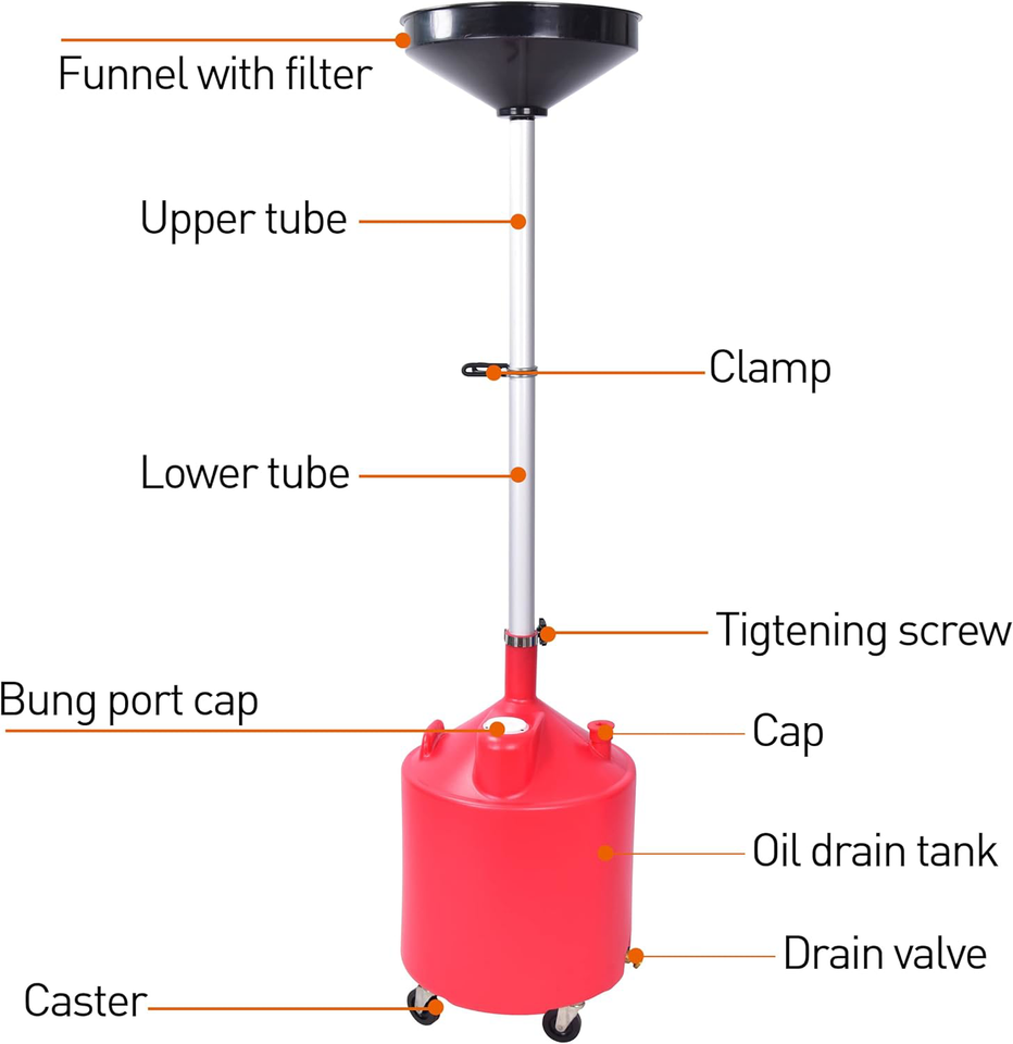 Aain 18 Gallon Industrial Waste Oil Drain Tank,Oil Changing,Portable