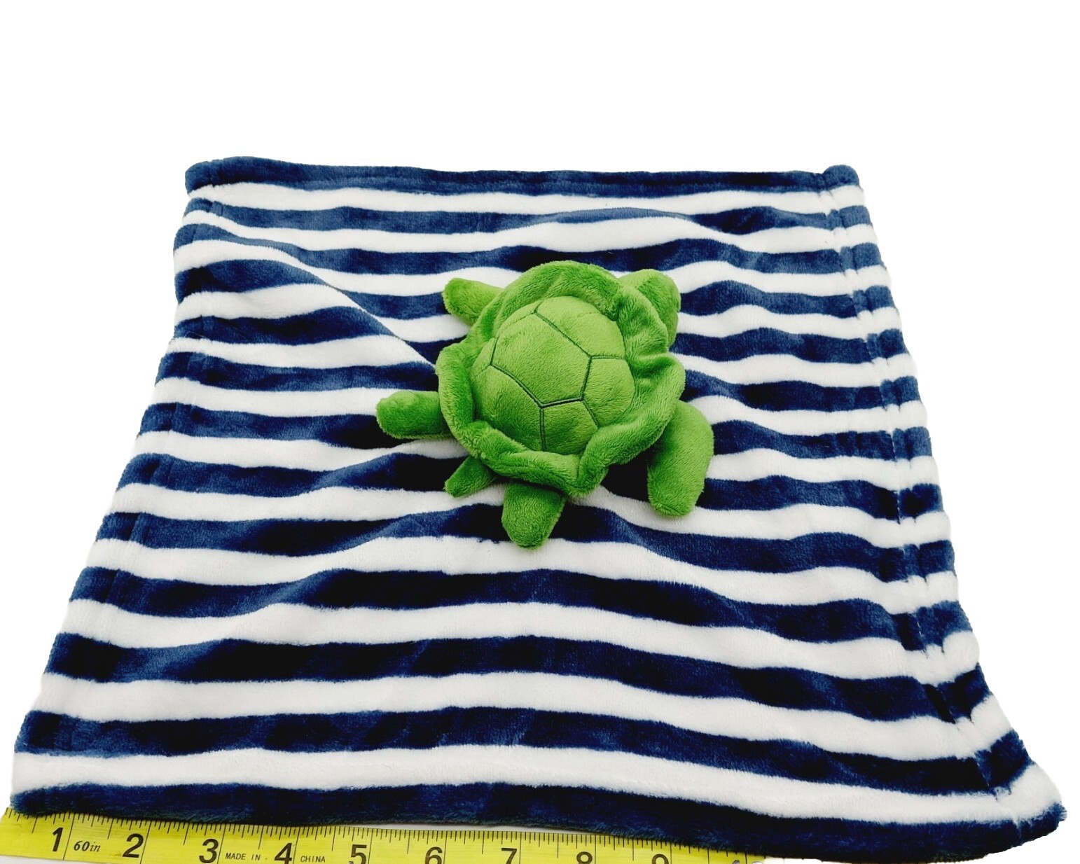 Hudson Baby Sea Turtle Plush Lovey Blanket in Navy Blue and White Stripes