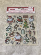 Holiday Time Santa Snowman Candycane Stickers New in Package