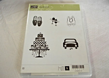 Stampin' Up Just Married Rubber Clear Mount 5 Stamps NIB Wedding Cake Mr  Mrs