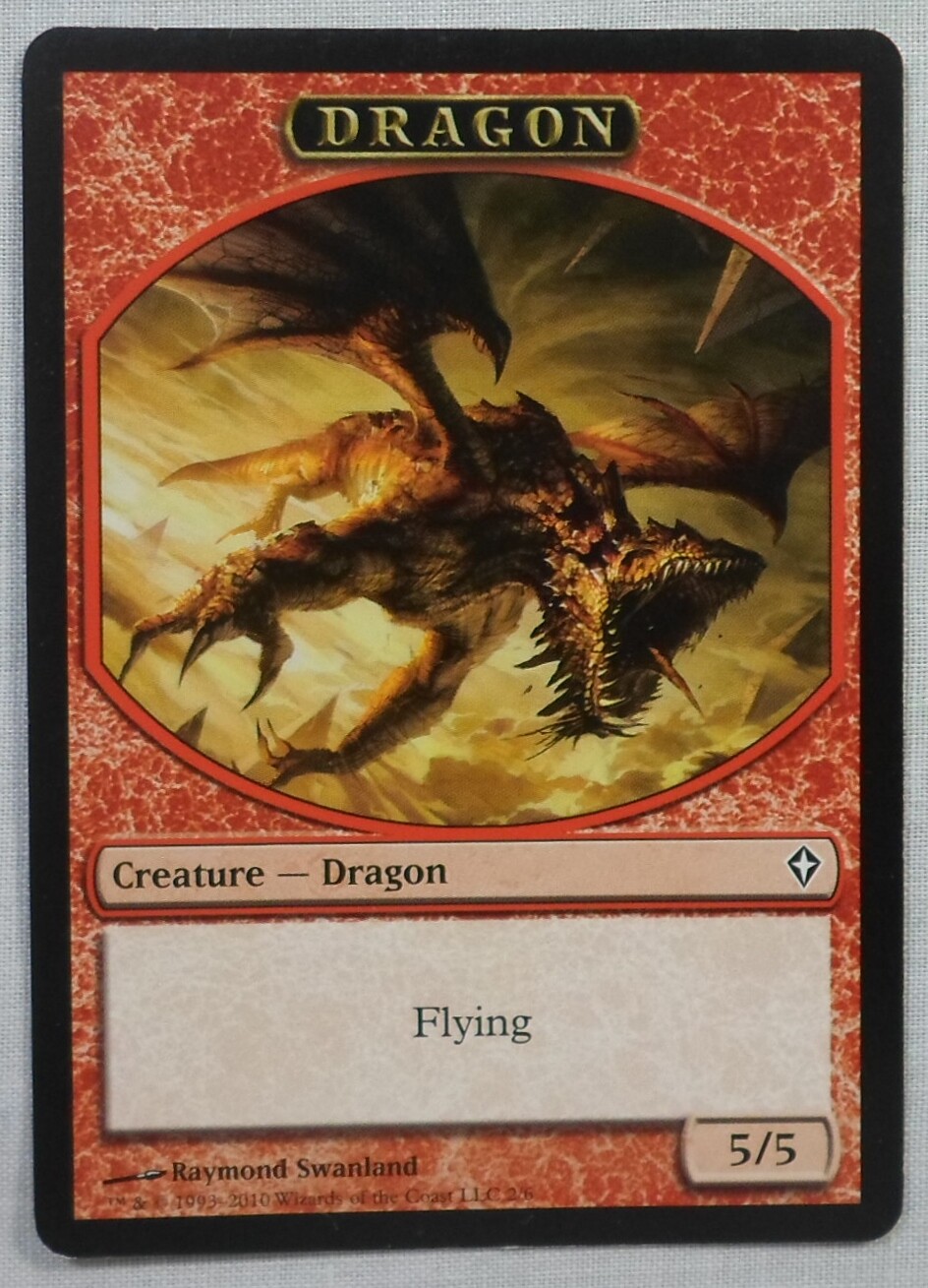 MAGIC THE GATHERING MTG 2010 WORLDWAKE RED DRAGON TOKEN CREATURE CARD B
