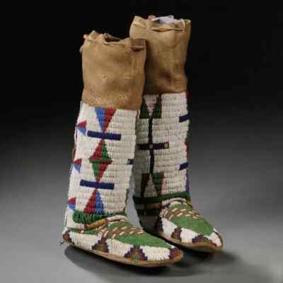 Old Native Men's & Women's Beaded Moccasins With Leggings Powwow Regalia LGM03