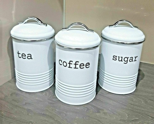 Retro Vintage Copper & Stainless Steel Tea Coffee Sugar Canisters Set - Airtight Lids (3 Jars) 7 thumbnail image