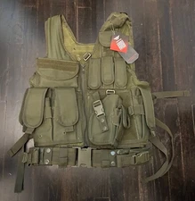 Yakeda Tactical Vest - Green Combat Swat Training Vest w/ Belt Adjustable *New*
