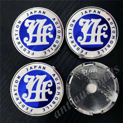 4x 60mm Blue JAF Japan JDM Wheel Center Hub Cap Badge Emblem Decal Stickers