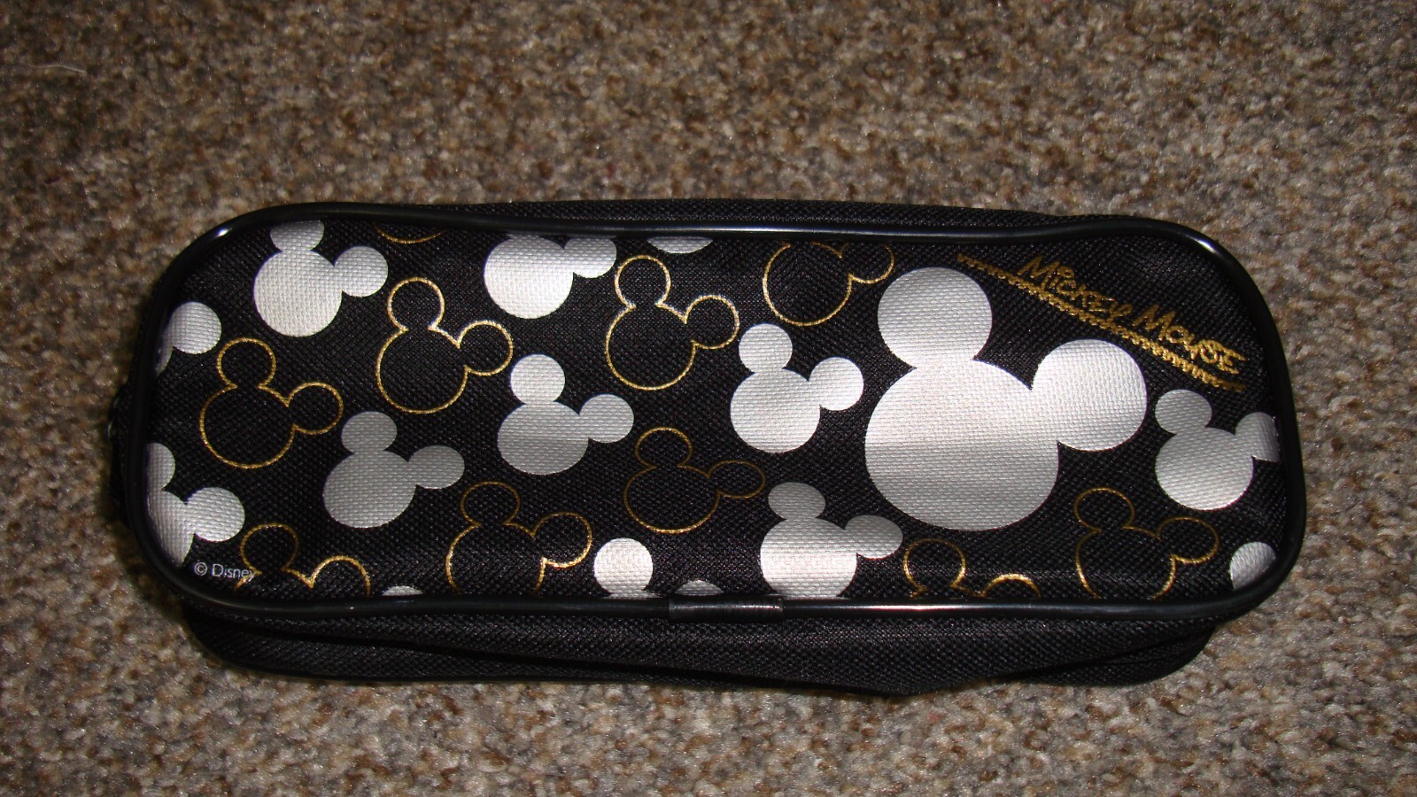 Case Zippered Pouch Bag Authentic Black Silver Gold
