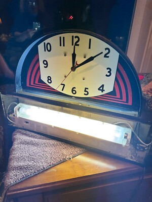 Vintage 1940s PASTIME CLUB Champion Spark Plug Art Deco Clock