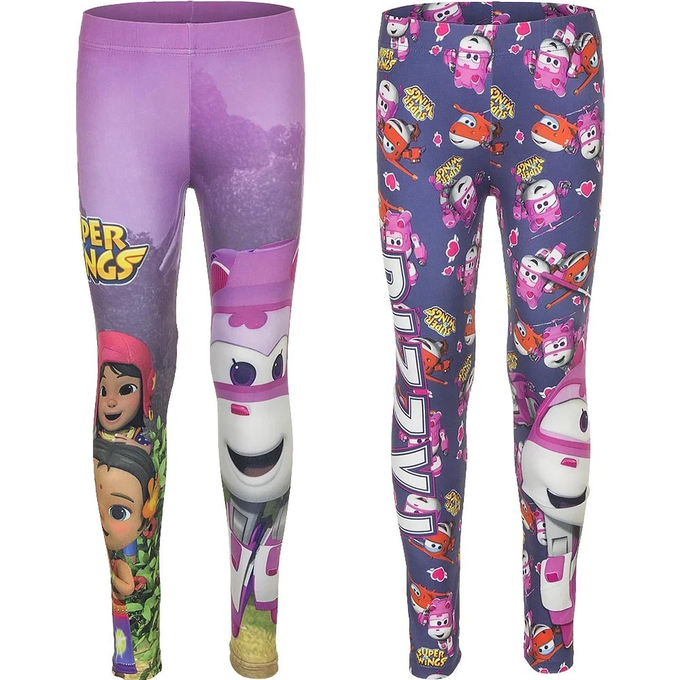 SUN CITY Mädchen Sporthose Leggings Hose Super Wings blau lila 92-98 104-110 110-116 #711