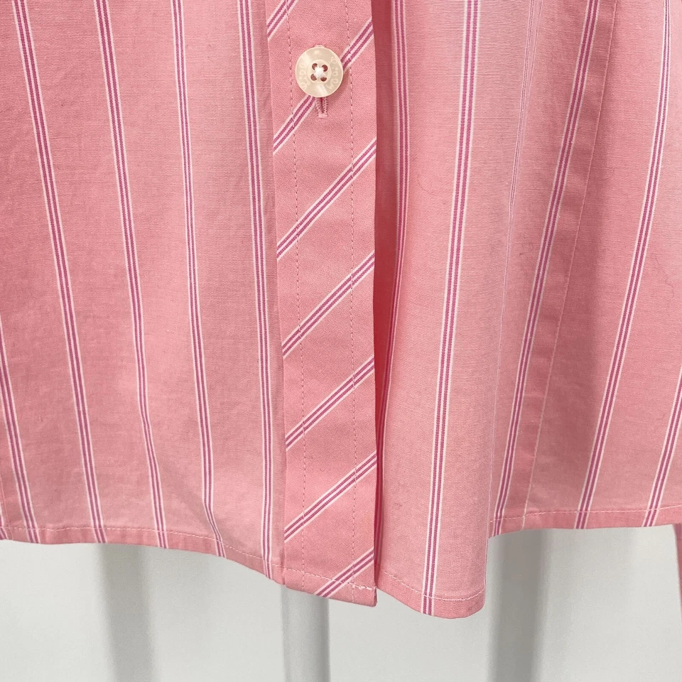 Blusa LILLY PULITZER Talla 8 Rosa Blanca Rayas Abotonadas Manga Larga Preppy Foto 4 de 4
