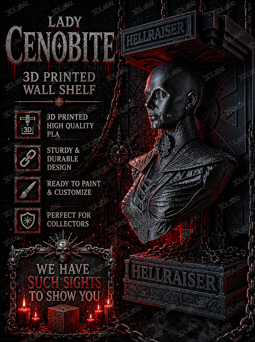 Mensola da parete galleggiante Hellraiser Cenobite 5x5