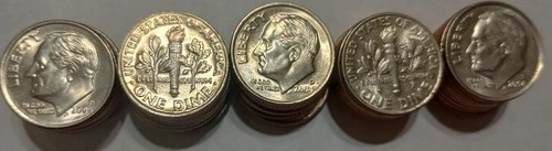 2004 D  Roosevelt Dime Roll Circulated Condition But Nice