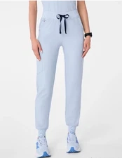 Womens New Figs High Waisted Zamora Jogger Scrub Pants Slate Blue Chambray