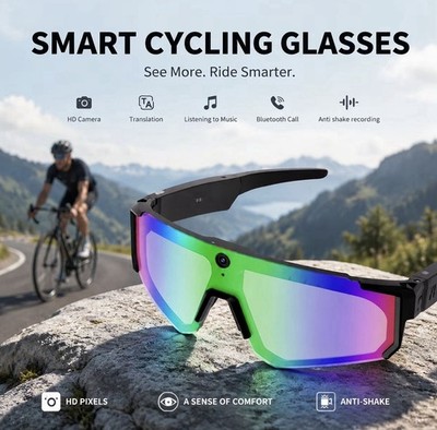 Smart Ai Sports Glasses, Model with Camera, HD Lens, Ideal for Videos, Recording