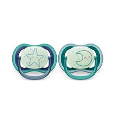 Philips Avent Ultra Air Soother - 2 x Light, Breathable Glow-in-The-Dark Baby So